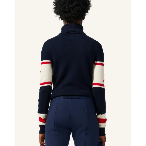 Perfect Moment Schild Merino Wool Sweater in Navy, view 3 | Sweaters | Luxury Shoes 
