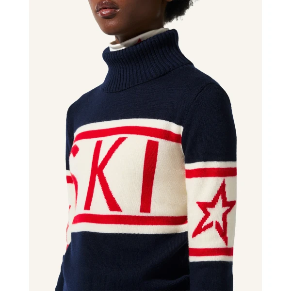 Perfect Moment Schild Merino Wool Sweater in Navy, view 4 | Sweaters | Luxury Shoes 