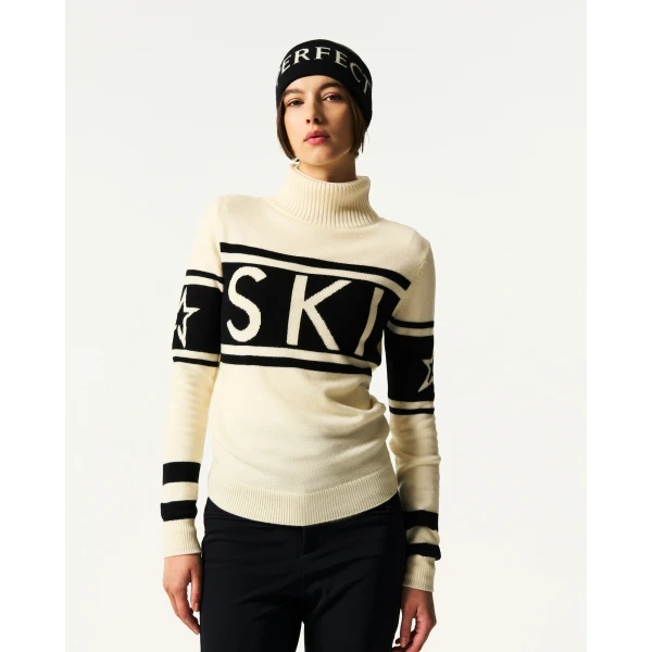 Perfect Moment Schild Merino Wool Sweater in White, view 3 | Sweaters | Luxury Shoes 