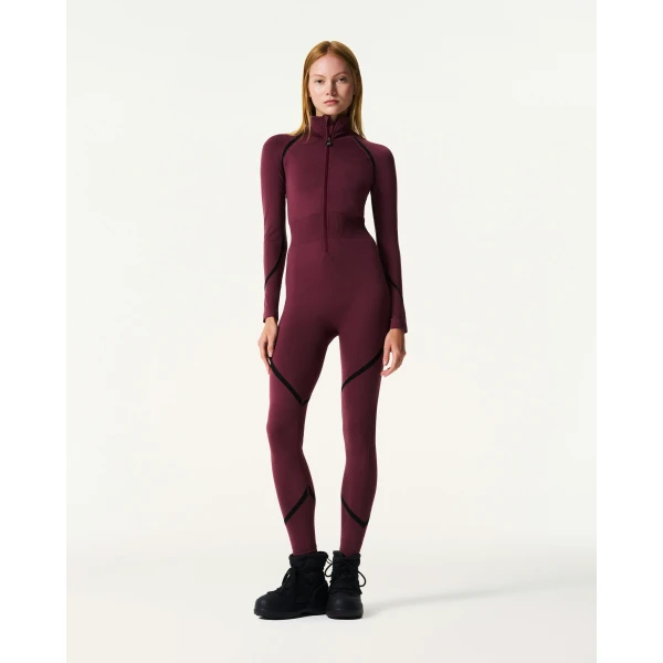 Perfect Moment Seamless Base Layer Jumpsuit in Burgundy, view 2 | Jumpsuit | Luxury Shoes 
