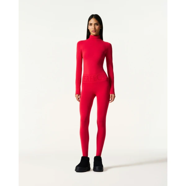 Perfect Moment Seamless Thermal Legging in Red, view 2 | Leggings | Luxury Shoes 