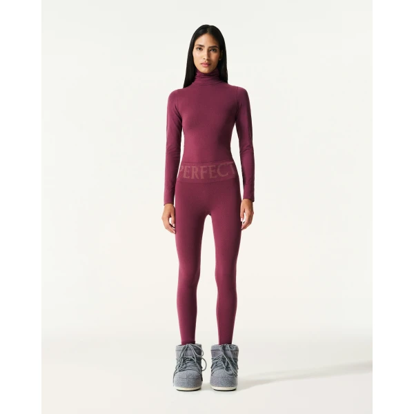 Perfect Moment Seamless Thermal Legging in Wine, view 2 | Leggings | Luxury Shoes 