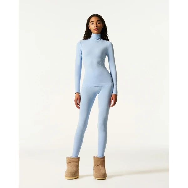 Perfect Moment Seamless Thermal Top in Bluebird Blue, view 2 | Long Sleeve | Luxury Shoes 