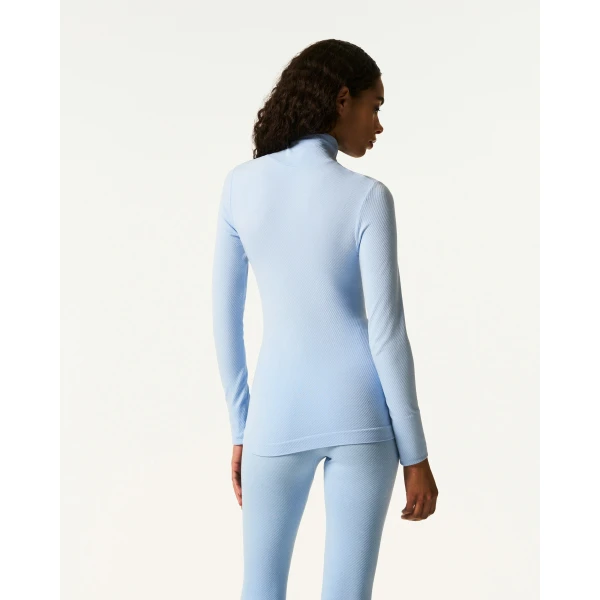 Perfect Moment Seamless Thermal Top in Bluebird Blue, view 5 | Long Sleeve | Luxury Shoes 