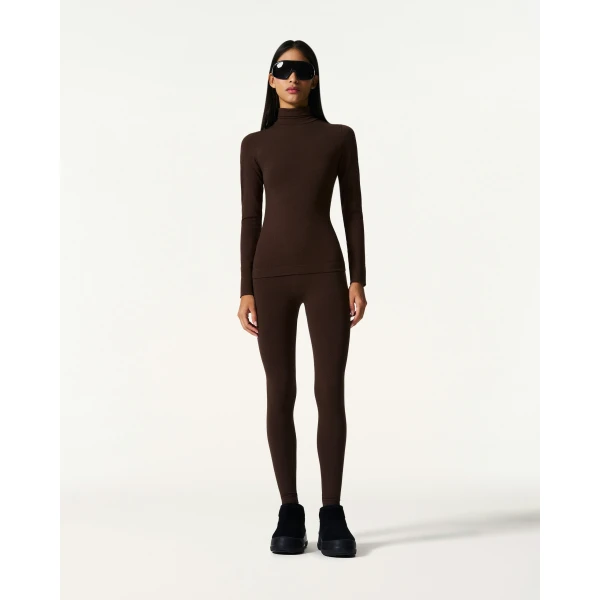Perfect Moment Seamless Thermal Top in Brown, view 2 | Long Sleeve | Luxury Shoes 