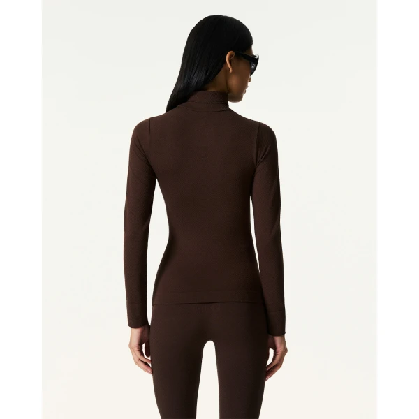 Perfect Moment Seamless Thermal Top in Brown, view 4 | Long Sleeve | Luxury Shoes 
