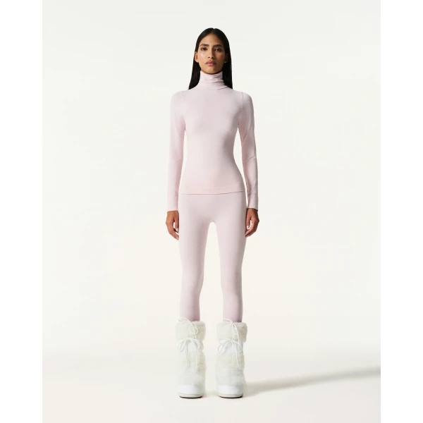 Perfect Moment Seamless Thermal Top in Oyster Pink, view 2 | Long Sleeve | Luxury Shoes 