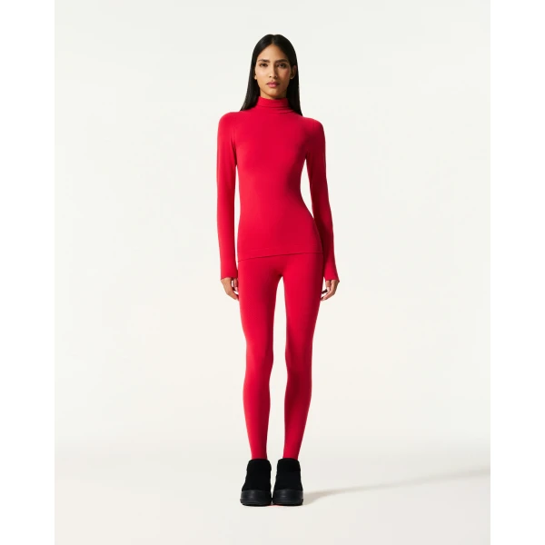 Perfect Moment Seamless Thermal Top in Red, view 2 | Long Sleeve | Luxury Shoes 