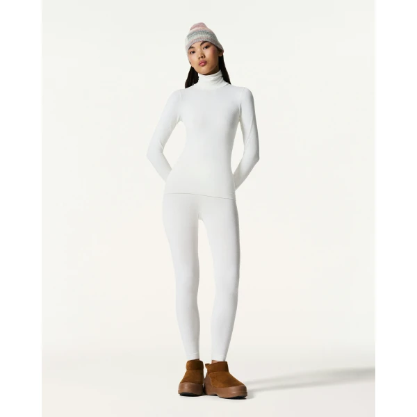 Perfect Moment Seamless Thermal Top in Snow White, view 2 | Long Sleeve | Luxury Shoes 