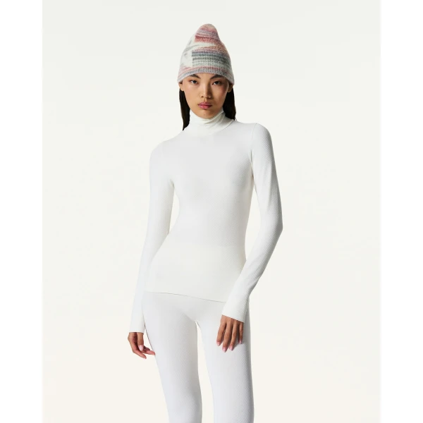 Perfect Moment Seamless Thermal Top in Snow White, view 3 | Long Sleeve | Luxury Shoes 