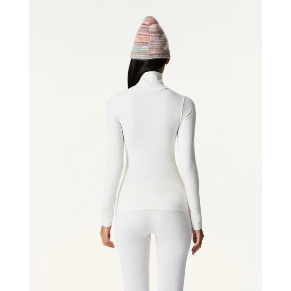 Perfect Moment Seamless Thermal Top in Snow White, view 5 | Long Sleeve | Luxury Shoes 