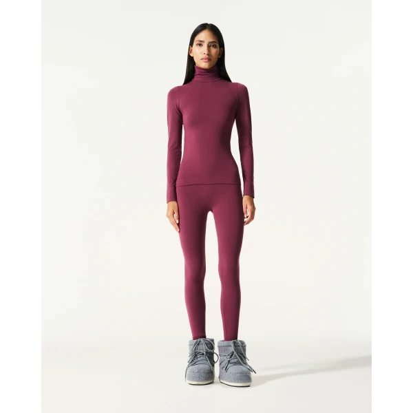 Perfect Moment Seamless Thermal Top in Wine, view 2 | Long Sleeve | Luxury Shoes 
