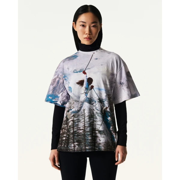 Perfect Moment Sloan Printed Tee in White, view 3 | T-shirts | Luxury Shoes 