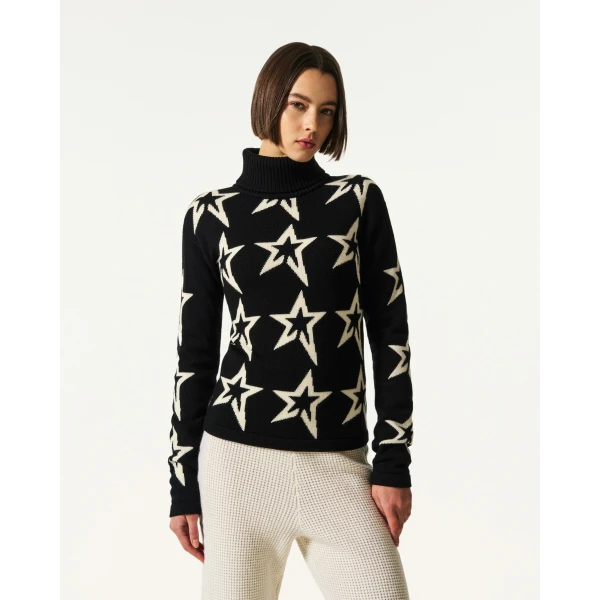 Perfect Moment Star Dust Merino Wool Sweater in Black, view 3 | Sweaters | Luxury Shoes 