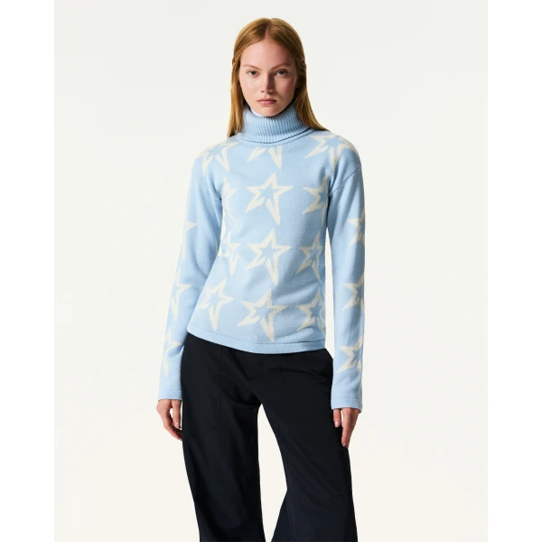 Perfect Moment Star Dust Merino Wool Sweater in Cloud Blue, view 2 | Sweaters | Luxury Shoes 