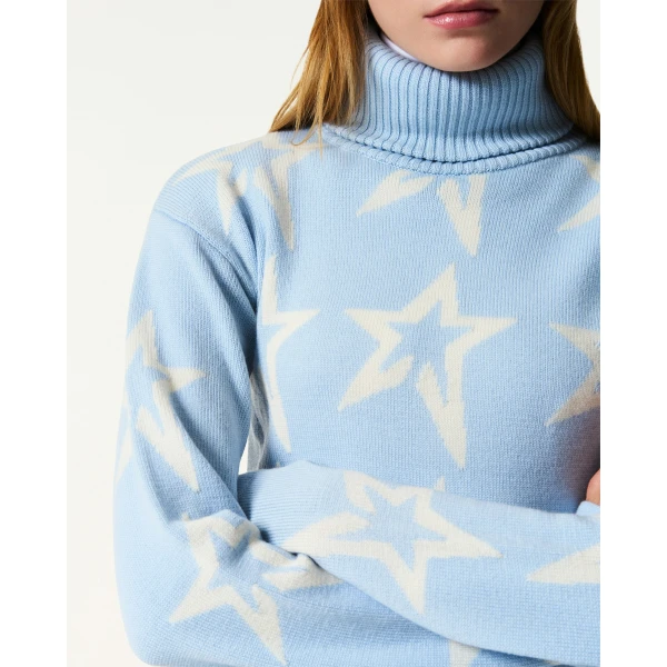 Perfect Moment Star Dust Merino Wool Sweater in Cloud Blue, view 4 | Sweaters | Luxury Shoes 