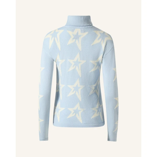 Perfect Moment Star Dust Merino Wool Sweater in Cloud Blue, view 5 | Sweaters | Luxury Shoes 