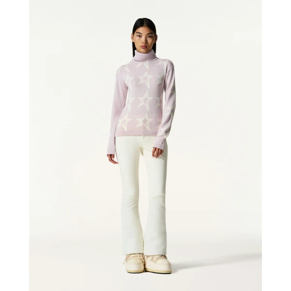 Perfect Moment Star Dust Merino Wool Sweater in Oyster Pink, view 2 | Sweaters | Luxury Shoes 