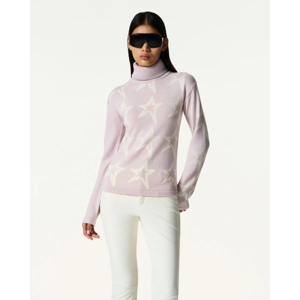 Perfect Moment Star Dust Merino Wool Sweater in Oyster Pink, view 3 | Sweaters | Luxury Shoes 