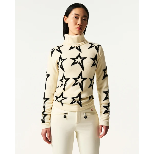 Perfect Moment Star Dust Merino Wool Sweater in White, view 3 | Sweaters | Luxury Shoes 