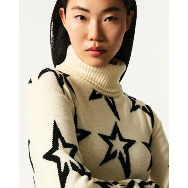 Perfect Moment Star Dust Merino Wool Sweater in White, view 4 | Sweaters | Luxury Shoes 