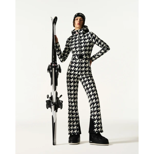 Perfect Moment Tignes Ski Suit in Black and White Houndstooth, view 2 | Jumpsuit | Luxury Shoes 