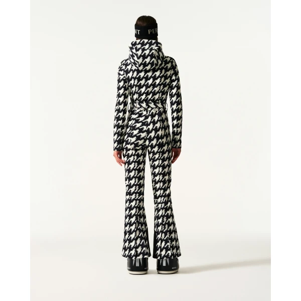Perfect Moment Tignes Ski Suit in Black and White Houndstooth, view 3 | Jumpsuit | Luxury Shoes 