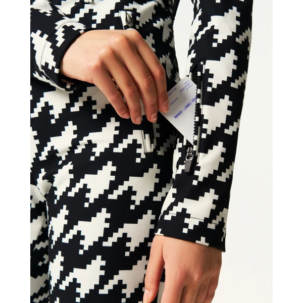 Perfect Moment Tignes Ski Suit in Black and White Houndstooth, view 5 | Jumpsuit | Luxury Shoes 