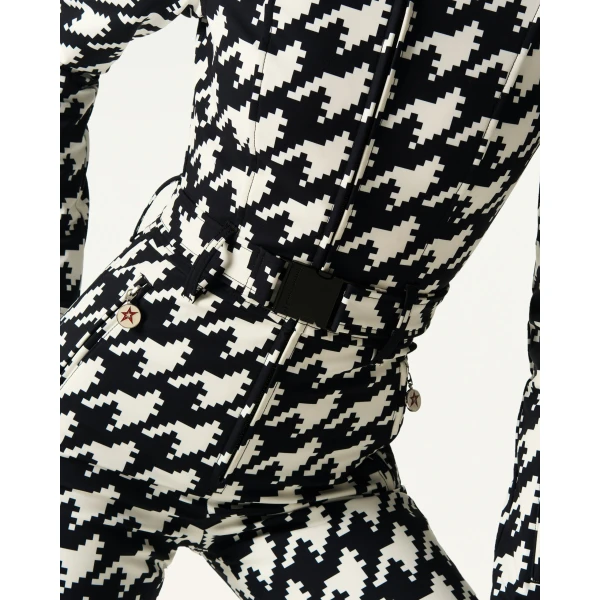 Perfect Moment Tignes Ski Suit in Black and White Houndstooth, view 6 | Jumpsuit | Luxury Shoes 