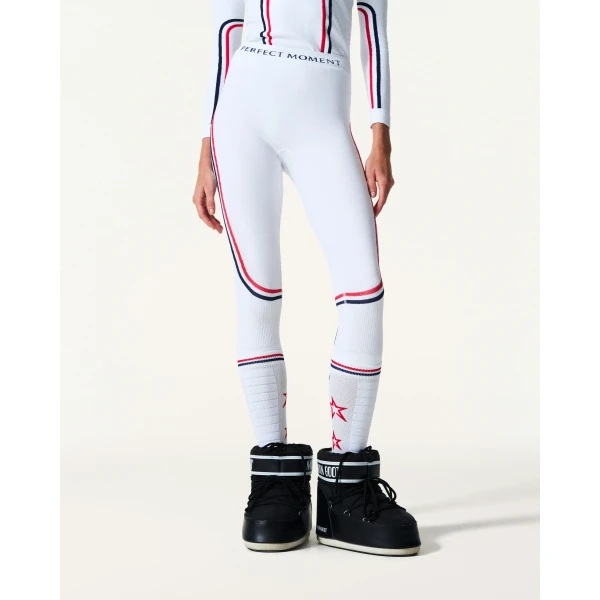Perfect Moment UYN x Perfect Moment Ski Team Legging in White, view 3 | Leggings | Luxury Shoes 
