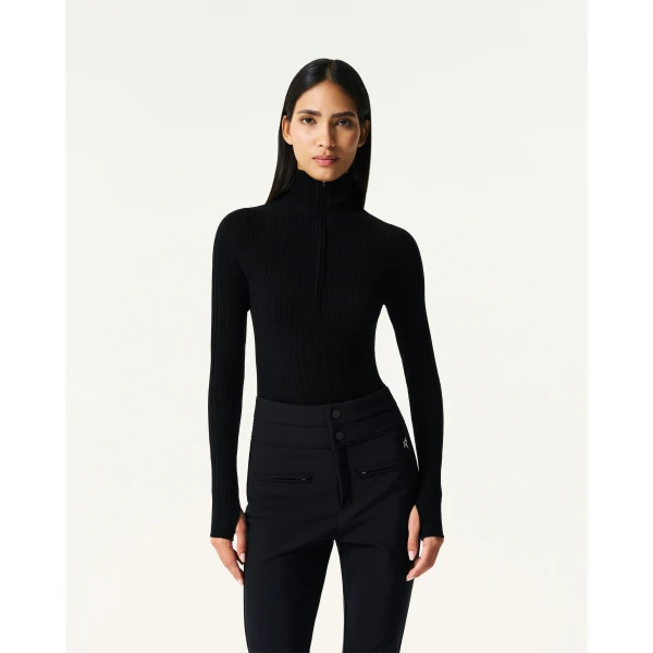 Perfect Moment Wool Blend Base Layer Bodysuit in Black, view 3 | Bodysuit | Luxury Shoes 