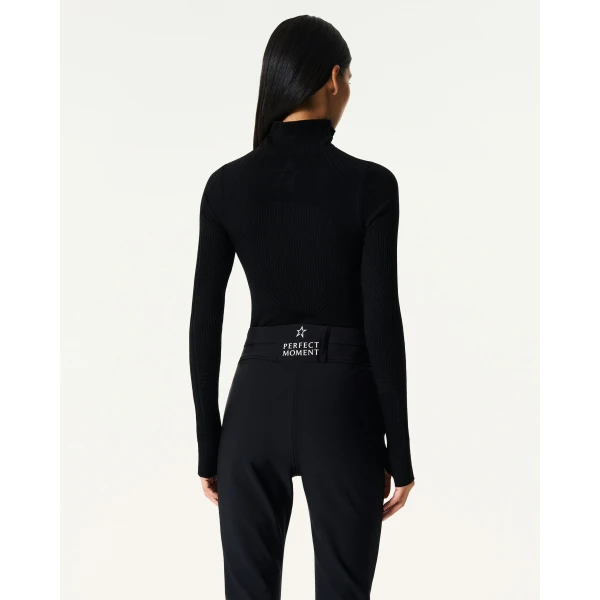Perfect Moment Wool Blend Base Layer Bodysuit in Black, view 5 | Bodysuit | Luxury Shoes 