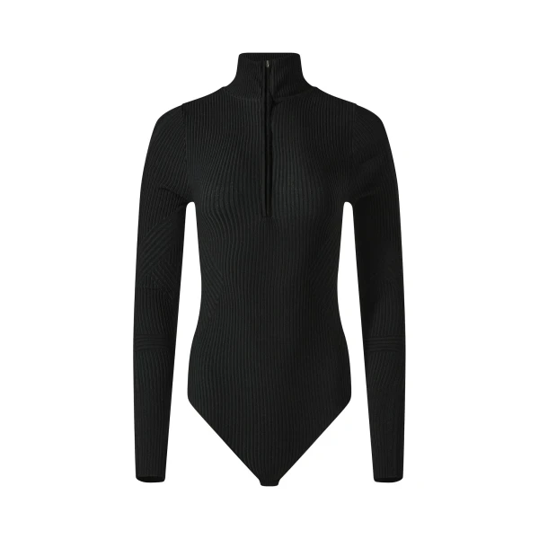 Wool Blend Base Layer Bodysuit in Black