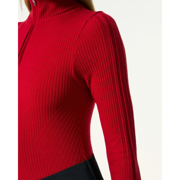 Perfect Moment Wool Blend Base Layer Bodysuit in Red, view 6 | Bodysuit | Luxury Shoes 
