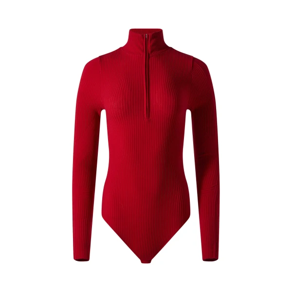 Perfect Moment Wool Blend Base Layer Bodysuit in Red | Bodysuit | Luxury Shoes 