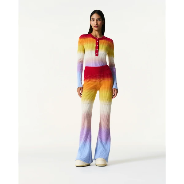 Perfect Moment Wool & Cashmere Rainbow Knit Pant in Rainbow, view 2 | Pants | Luxury Shoes 
