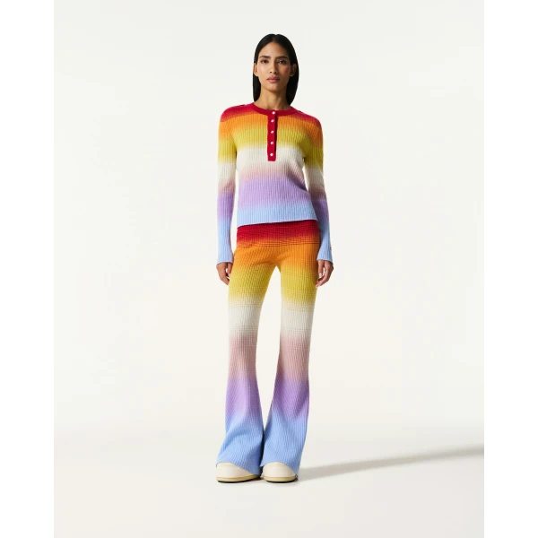 Perfect Moment Wool & Cashmere Rainbow Knit Top in Rainbow, view 2 | Sweaters | Luxury Shoes 