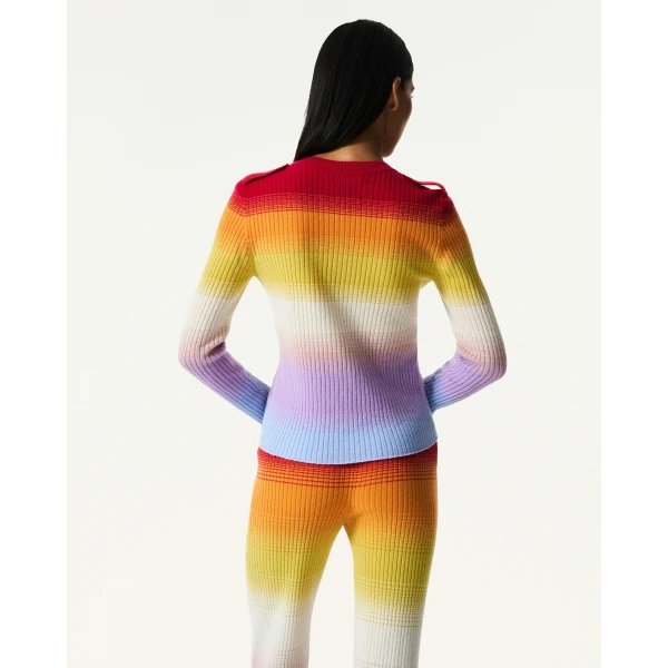 Perfect Moment Wool & Cashmere Rainbow Knit Top in Rainbow, view 5 | Sweaters | Luxury Shoes 