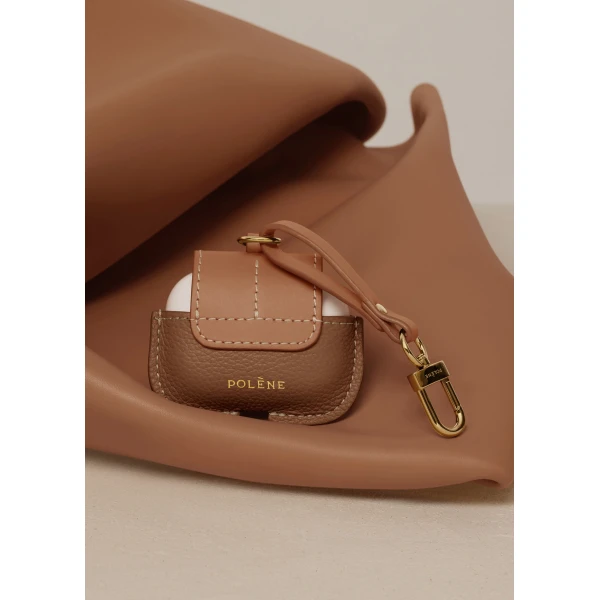 Polène AirPods Case in Duo Camel, view 4 | Phone Cases | Luxury Shoes 