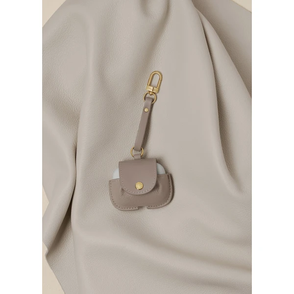 Polène AirPods Case in Duo Taupe, view 2 | Phone Cases | Luxury Shoes 