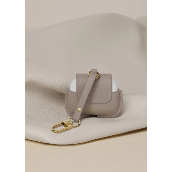 Polène AirPods Case in Duo Taupe, view 4 | Phone Cases | Luxury Shoes 