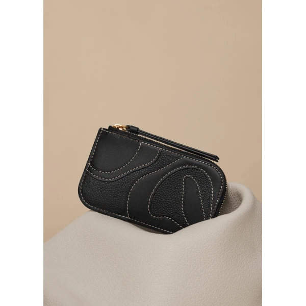 Polène Atla Card Holder in Duo Black, view 2 | Wallets & Purses | Luxury Shoes 