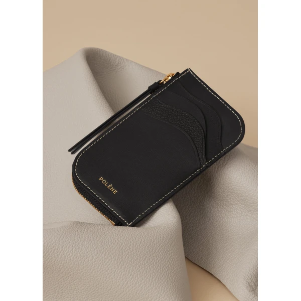 Polène Atla Card Holder in Duo Black, view 3 | Wallets & Purses | Luxury Shoes 
