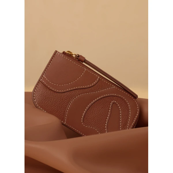 Polène Atla Card Holder in Duo Cognac, view 2 | Wallets & Purses | Luxury Shoes 