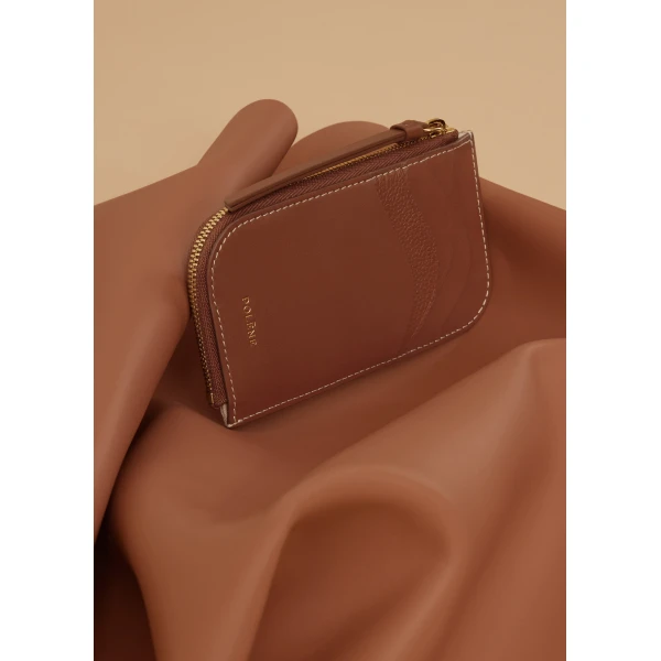Polène Atla Card Holder in Duo Cognac, view 3 | Wallets & Purses | Luxury Shoes 