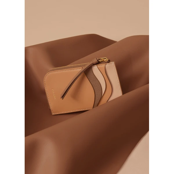 Polène Atla Card Holder in Trio Camel, view 3 | Wallets & Purses | Luxury Shoes 