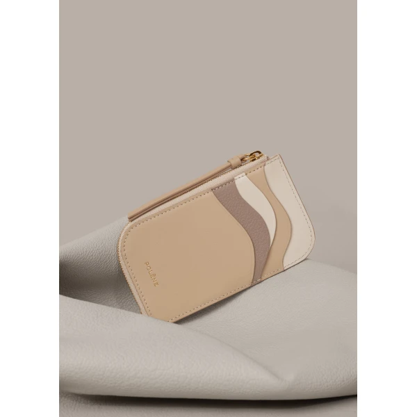Polène Atla Card Holder in Trio Taupe, view 3 | Wallets & Purses | Luxury Shoes 