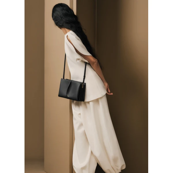 Polène Boky in Textured Black Bag, view 2 | Shoulder & Crossbody Bags | Luxury Shoes 