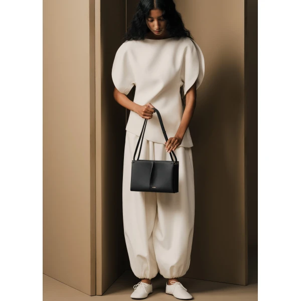 Polène Boky in Textured Black Bag, view 3 | Shoulder & Crossbody Bags | Luxury Shoes 