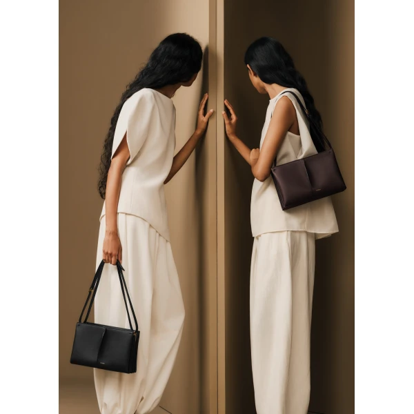 Polène Boky in Textured Black Bag, view 4 | Shoulder & Crossbody Bags | Luxury Shoes 